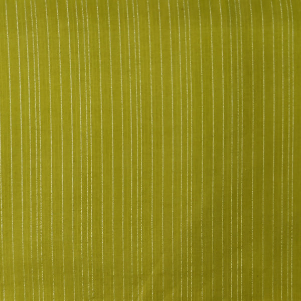 Pure South Cotton Handloom Green With Silver Stripes Fabric