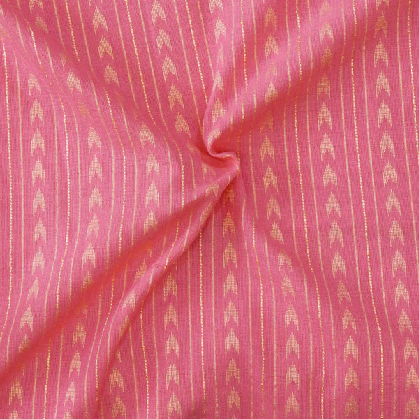 Pure South Cotton Handloom Pink With Arrow And Lines Stripes Woven Fabric