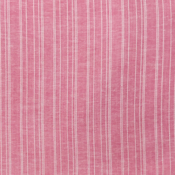 Pure South Cotton Handloom pink With Cream Uneven Stripes Fabric