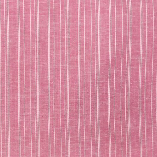 pre-cut ( 1.70 meter )Pure South Cotton Handloom pink With Cream Uneven Stripes Fabric