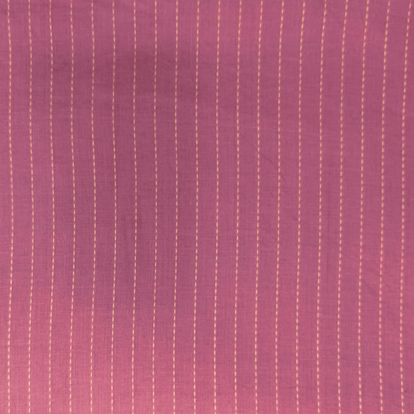 Pure South Cotton Handloom Pink With Dash Stripes Woven Fabric