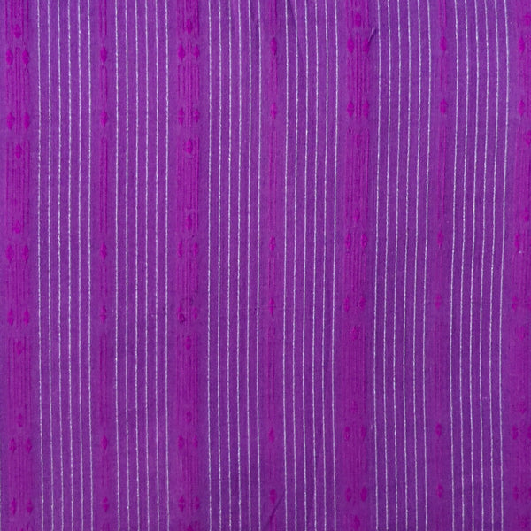 Pure South Cotton Handloom Purple With Self And Silver Lines Woven Fabric