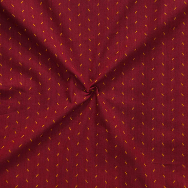 Pure South Cotton Handloom Red With Yellow Criss Cross Dots  Woven Fabric