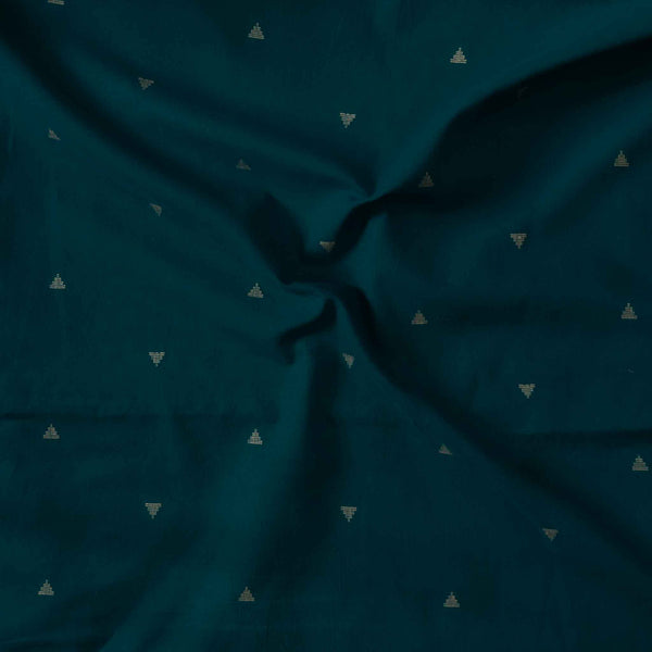 Pure South Cotton Handloom Teal With Triangle Motifs Woven Fabric