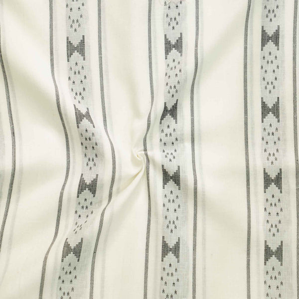 Pure South Cotton Handloom With Facing Triangles Border Stripes Woven Fabric