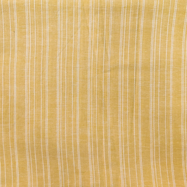 Pure South Cotton Handloom Yellow With Cream Uneven Stripes Fabric