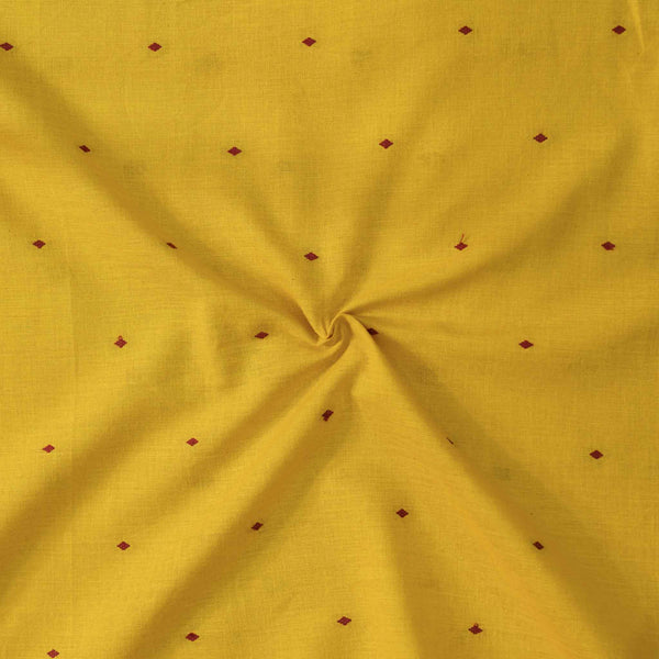 Pure South Cotton Handloom Yellow With Red Blue Dots Woven Fabric