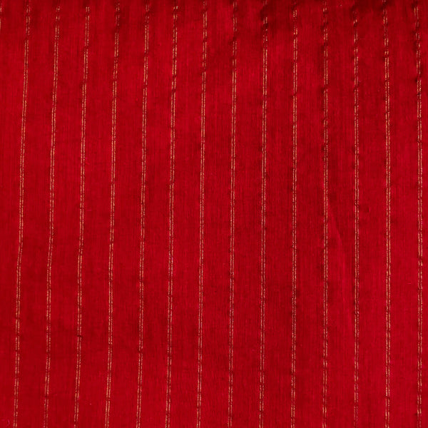 Pure South Cotton  Maroon With Bronze Zari Stripes Woven Fabric