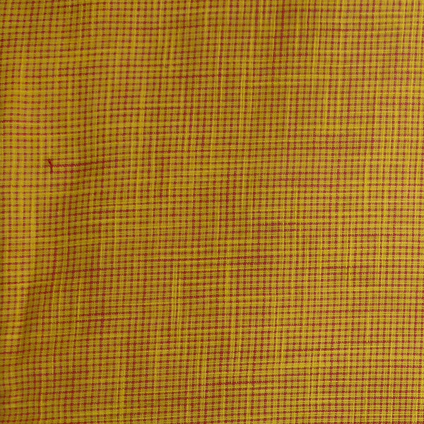 Pure South Cotton Mustard Red Checks Fabric