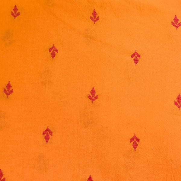 Pure South Cotton  Orange With Tiny Red Spaced Out Motifs Woven Fabric