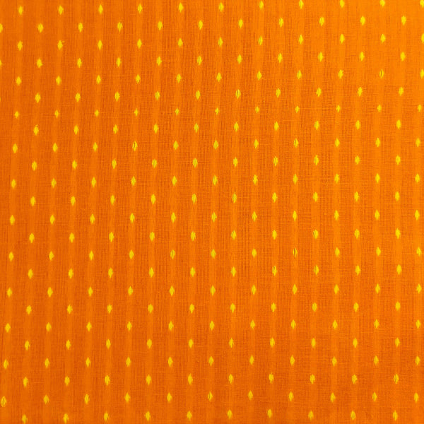 Pure South Cotton Orange With Yellow Tiny Weaves Hand Woven Fabric