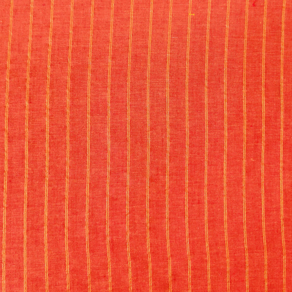 Pure South Cotton  Peach With Bronze Zari Stripes Woven Fabric