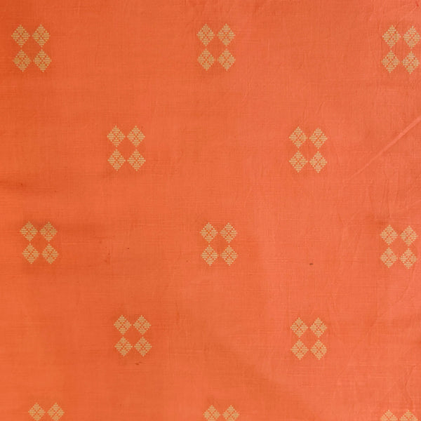 Pure South Cotton Peach With Cream Motifs Woven Fabric