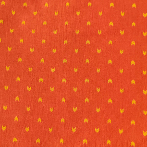 Pure South Cotton Peach With Yellow Arrow Heads Woven Fabric