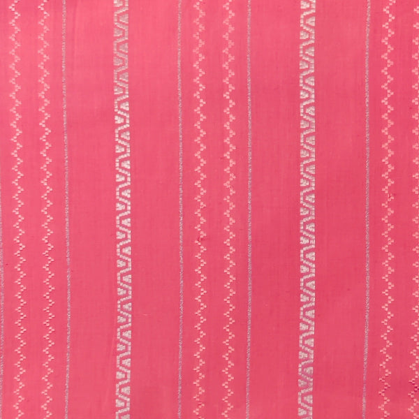 Precut 1.55 Meter Pure South Cotton With Silver And Self Weaved Stripes Hand Woven Fabric