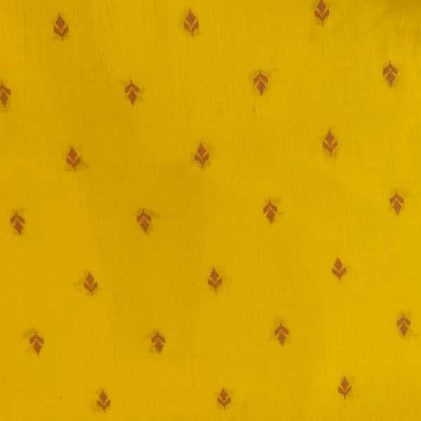 Pure South Cotton Yellow With Tiny Maroon Spaced Out Motifs Woven Fabric