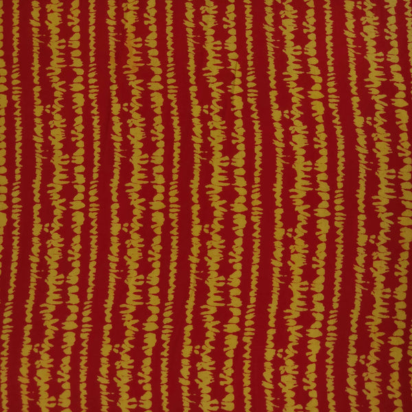 Pure Soft Modal Cotton Dabu With  Red And Yellow Wavy Lines Hand Block Print blouse Fabric ( 80 cm )