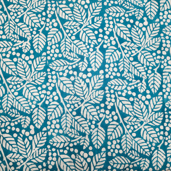 Pure ottn Jaipuri Blue Leafy All Over Pattern Hand Block Print Fabric