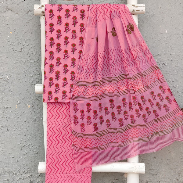 ROZANA - Pure Cotton Daily Wear Its All Pink Cotton Dupatta Set