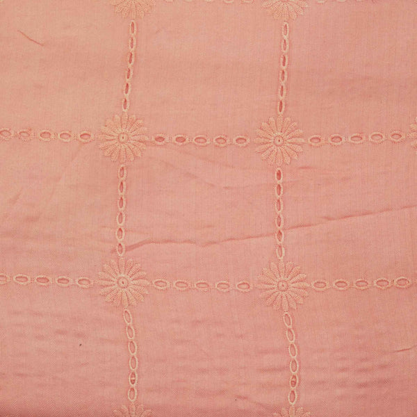 Rayon Cotton Peach With Sqaure Hakoba Fabric