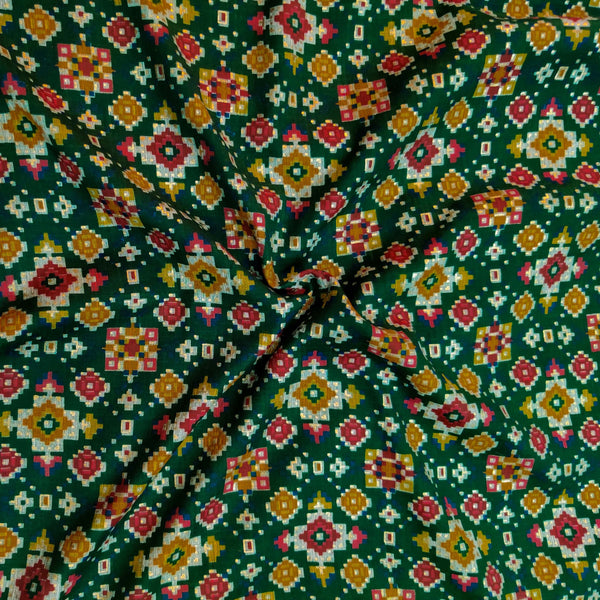 Rayon Green With Multi Patola Digitally Printed Fabric