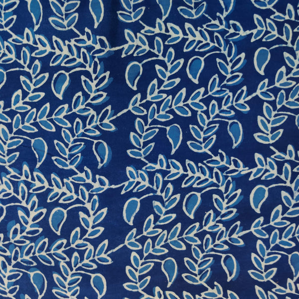 Rayon Indigo With Jaal Hand Block Print Fabric