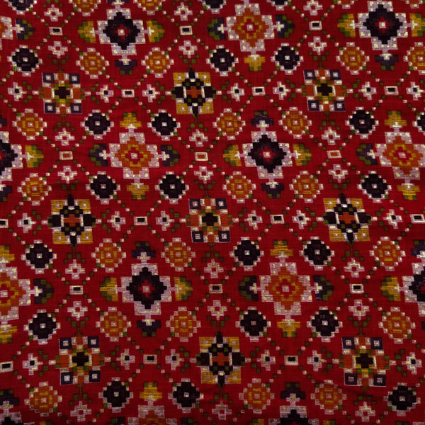 Rayon Maroon With Multi Patola Digitally Printed Fabric