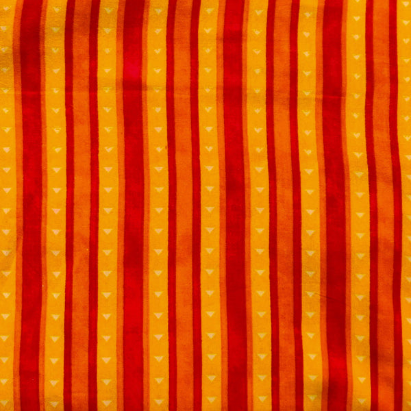 Rayon With Orange Yellow And Red Stripes Screen Print Fabric