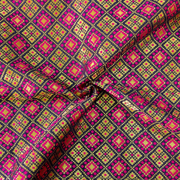 Royal Brocade With Pink Patola Woven Fabric