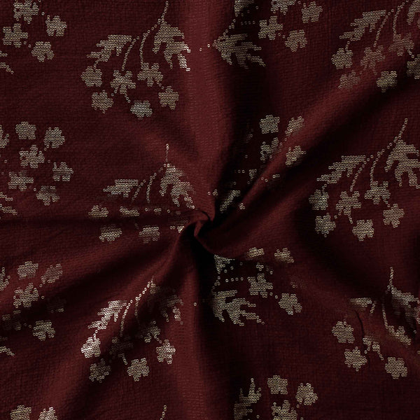 Royal Maroon Kaatha Cotton Silk With Sequence Motif Embroidery Fabric