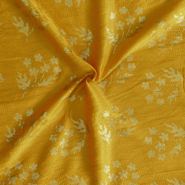 Royal Mustard Kaatha Cotton Silk With Sequence Motif Embroidery Fabric