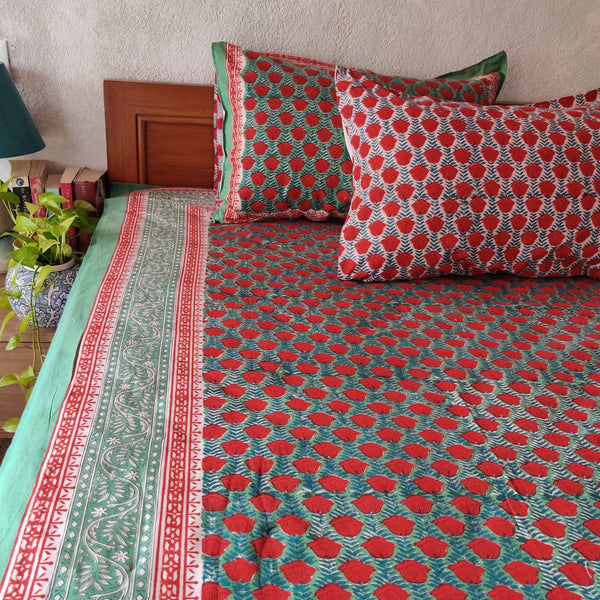 Roza Pure Cotton Jaipuri Double Bedsheet