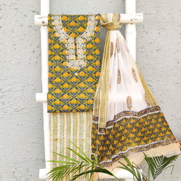 SAJIRI- Pure Cotton Jaipuri Doby Pitan Work Set