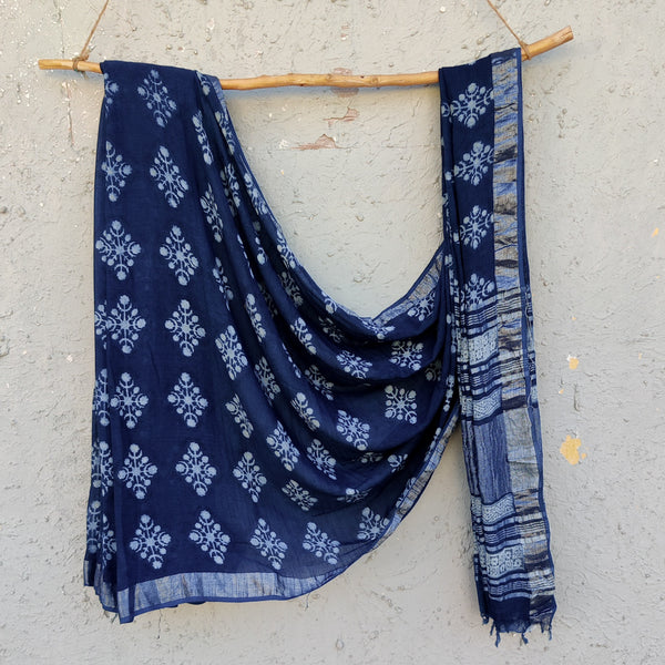 SUKOON - Linen Akola Indigo Saree Diamond