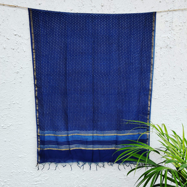 Sanskruti Krishni Soft Pure Chanderi Ankola Indigo Dupatta