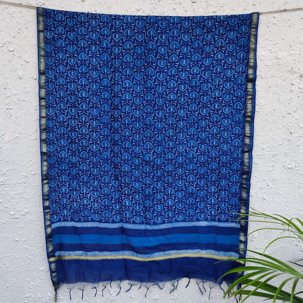 Sanskruti Vritika Soft Pure Chanderi Ankola Indigo Dupatta