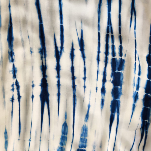 Satin Blue Long Shibori Tie And Dye