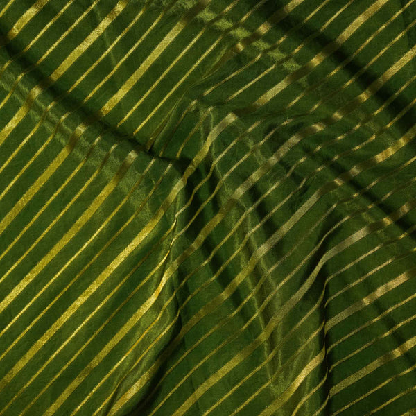 Satin Brocade Mehendi Green With Gold Slant Weaves Woven Fabric