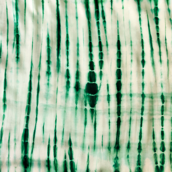 Satin Green Long Shibori Tie And Dye