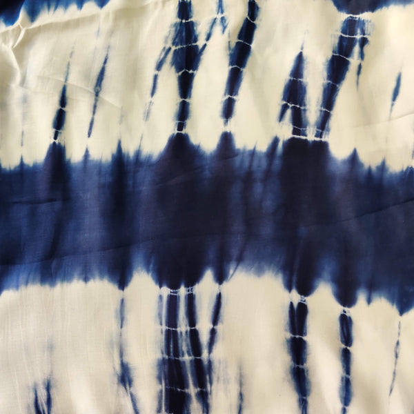 Satin Navy Blue Long Shibori Tie And Dye