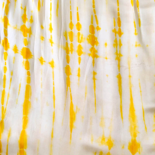 Satin Yellow Long Shibori Tie And Dye