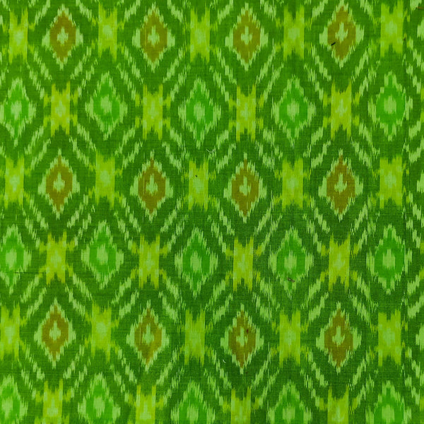 Silk Secco Pochampally Ikkat Green Intricate Comb Weave Handwoven Fabric