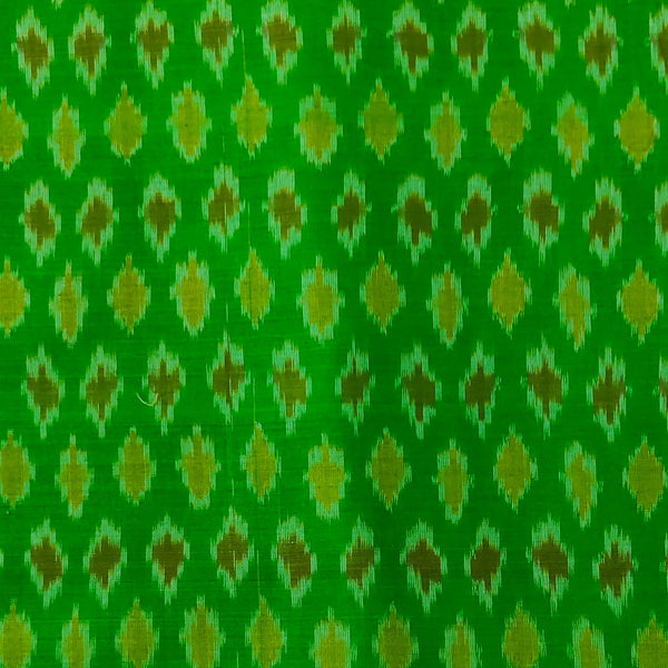 Silk Secco Pochampally Ikkat Green Weave Handwoven Fabric