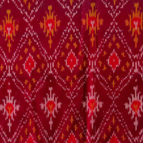 Silk Secco Pochampally Ikkat Maroon With Diamond Weave Handwoven Fabric