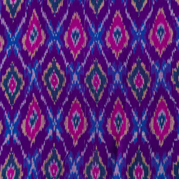 Silk Secco Pochampally Ikkat Purple Blue Pink Green Intricate Comb Weave Handwoven Fabric