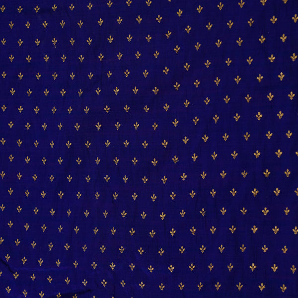 Slub Silk Cotton Royal Blue With Tiny Embroidered Butti Fabric