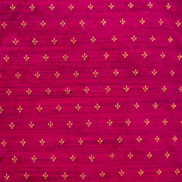 Slub Silk Royal Pink Magenta With Tiny Embroidered Butti Fabric