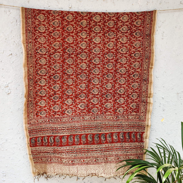 Soft Chanderi Kalamkari Rustic Jaal Dupatta