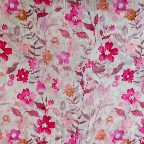 Surat Cotton Shades Of Pink Enchanted Flowers Digital Print