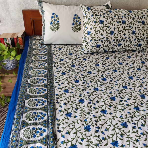 Sweet Evenings Pure Cotton Jaipuri Double Bedsheetj